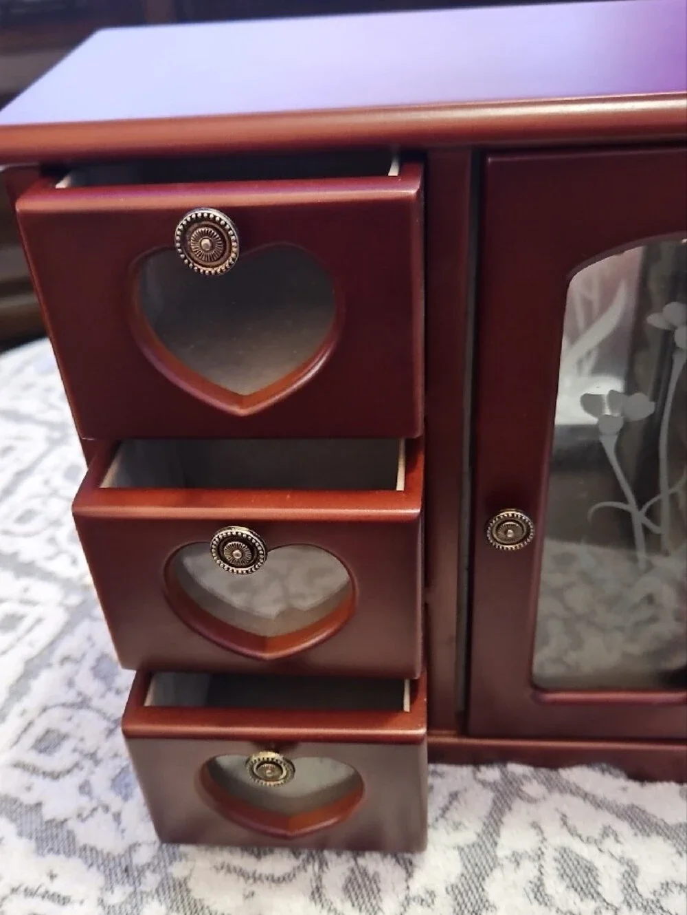 Wooden Jewelry Cabinet Organizer in Dark Brown